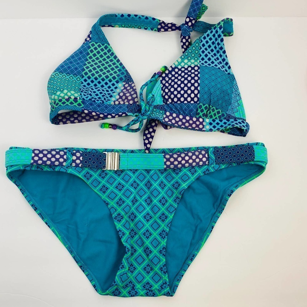 Decree Blue Quilt Pattern Bikini set